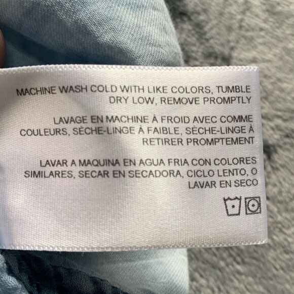 AG Adriano Chambray Top Women Small Blue Cotton Soft Light Flare Ruffle Festival - Picture 11 of 13